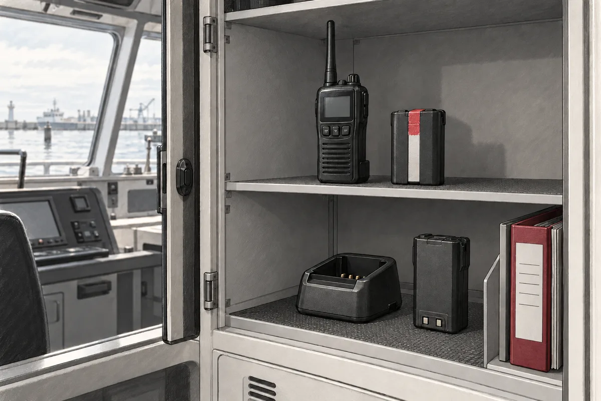 Авторская иллюстрация условного судового оборудования. Это не изображение конкретного исполнения, не монтажная схема и не подтверждение совместимости или соответствия установки.